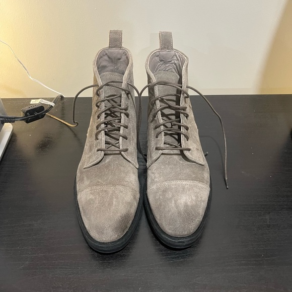 All Saints Gray Suede Lace Up Boots